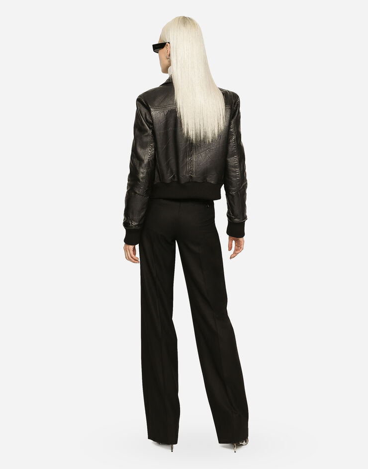 Dolce&Gabbana Расклешенные брюки из фланели с фирменной пластинкой черный FTCZITGDBWV