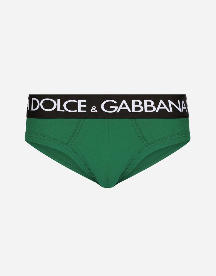 Dolce & Gabbana Трусы-слипы средней посадки из биэластичного хлопкового джерси зеленый M3D03JONN97