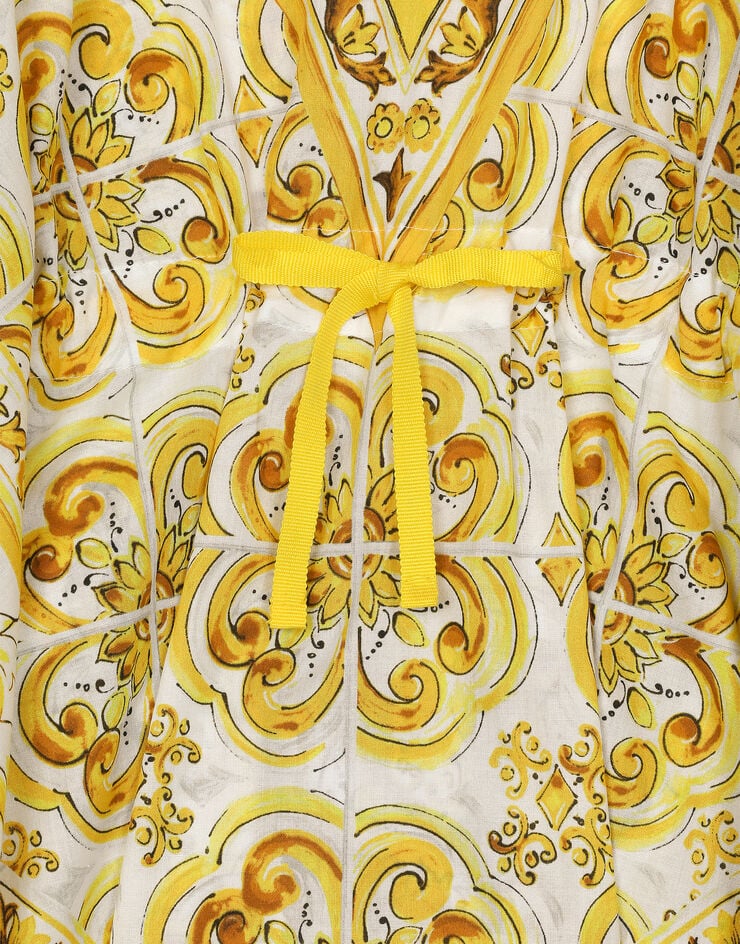 Dolce & Gabbana Туника из батиста с желтым принтом майолики Отпечатки LB7A14G7J5K