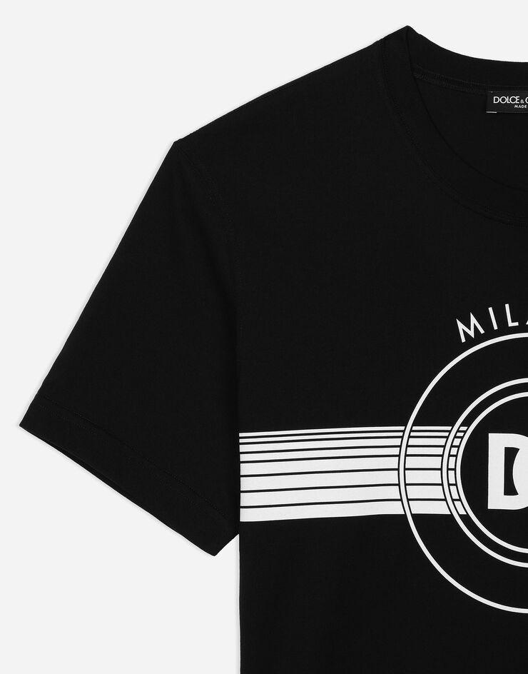 Dolce & Gabbana Camiseta de manga corta de algodón con estampado DG Negro G8RN8TG7M8W