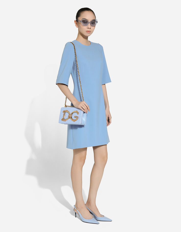 Dolce & Gabbana Abito midi a clessidra in crêpe di lana Azzurro F6GAUTFU2L8