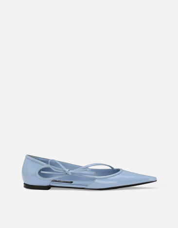 Dolce & Gabbana Ballerines en cuir de veau brillant Bleu Clair CB0217A1037