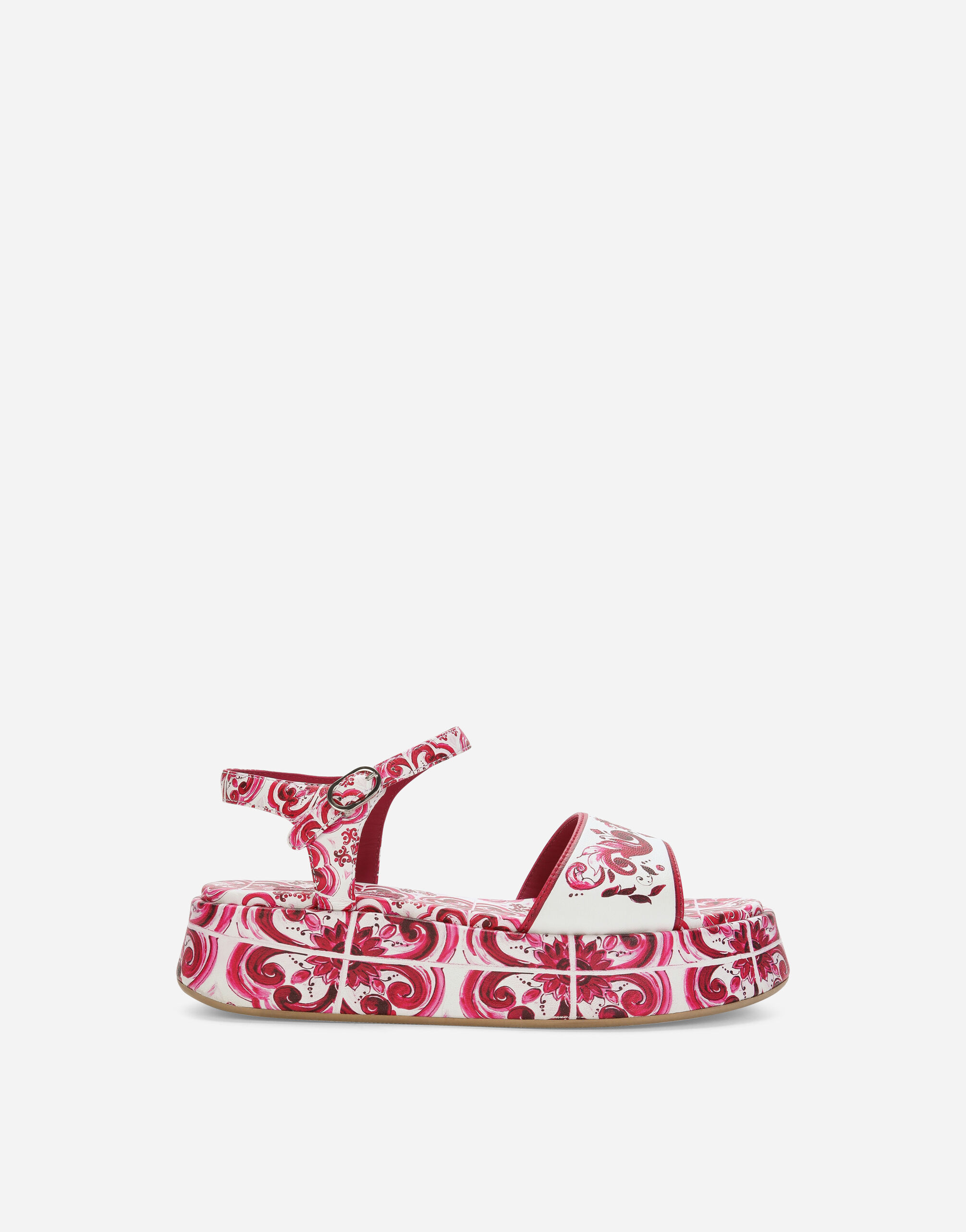 マルチカラーのガールズ Printed calfskin wedge sandals | Dolce&Gabbana®
