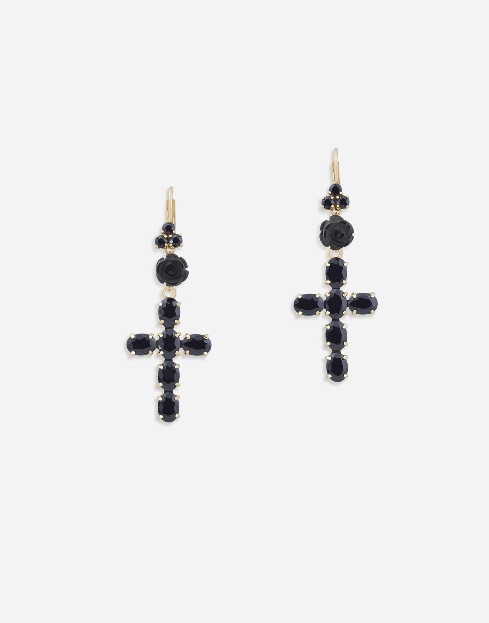 ${brand} Yellow gold Family earrings with black sapphires ${colorDescription} ${masterID}