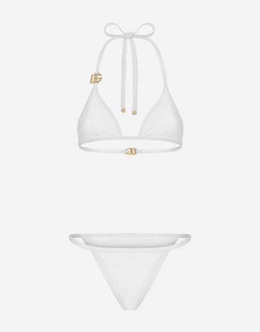 Dolce & Gabbana Bikini a triangolo con logo DG Stampa O9A46JONO19