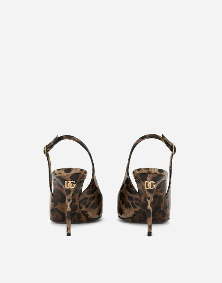 Dolce & Gabbana KIM DOLCE&GABBANA Slingback aus glänzendem Kalbsleder Leoprint Animal-Print CG0769AM568