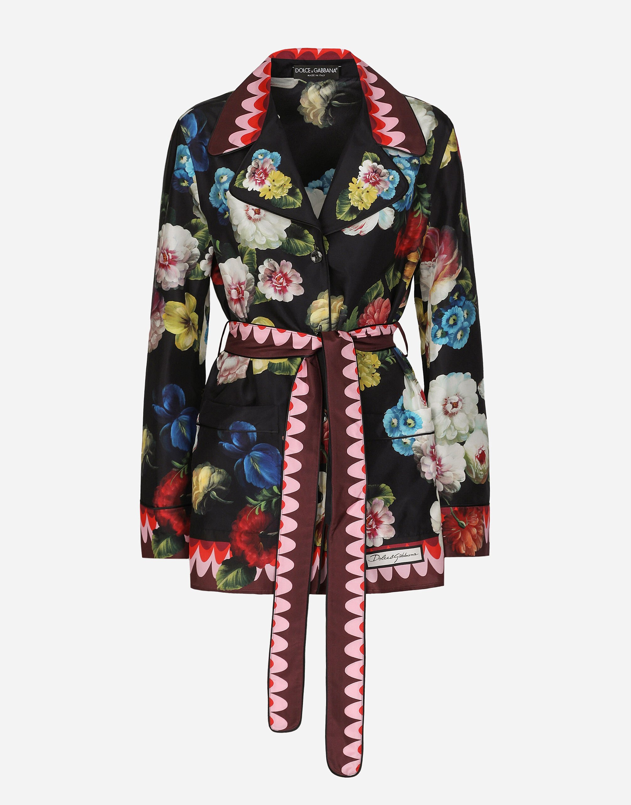 Dolce & Gabbana Chemise de pyjama en sergé à imprimé fleur nocturne Imprimé F0B7ATIS1SO