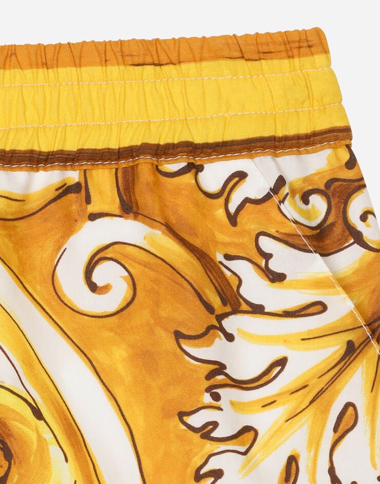 Dolce & Gabbana Short en popeline à imprimé majoliques jaunes Imprimé L53Q29FI5JV