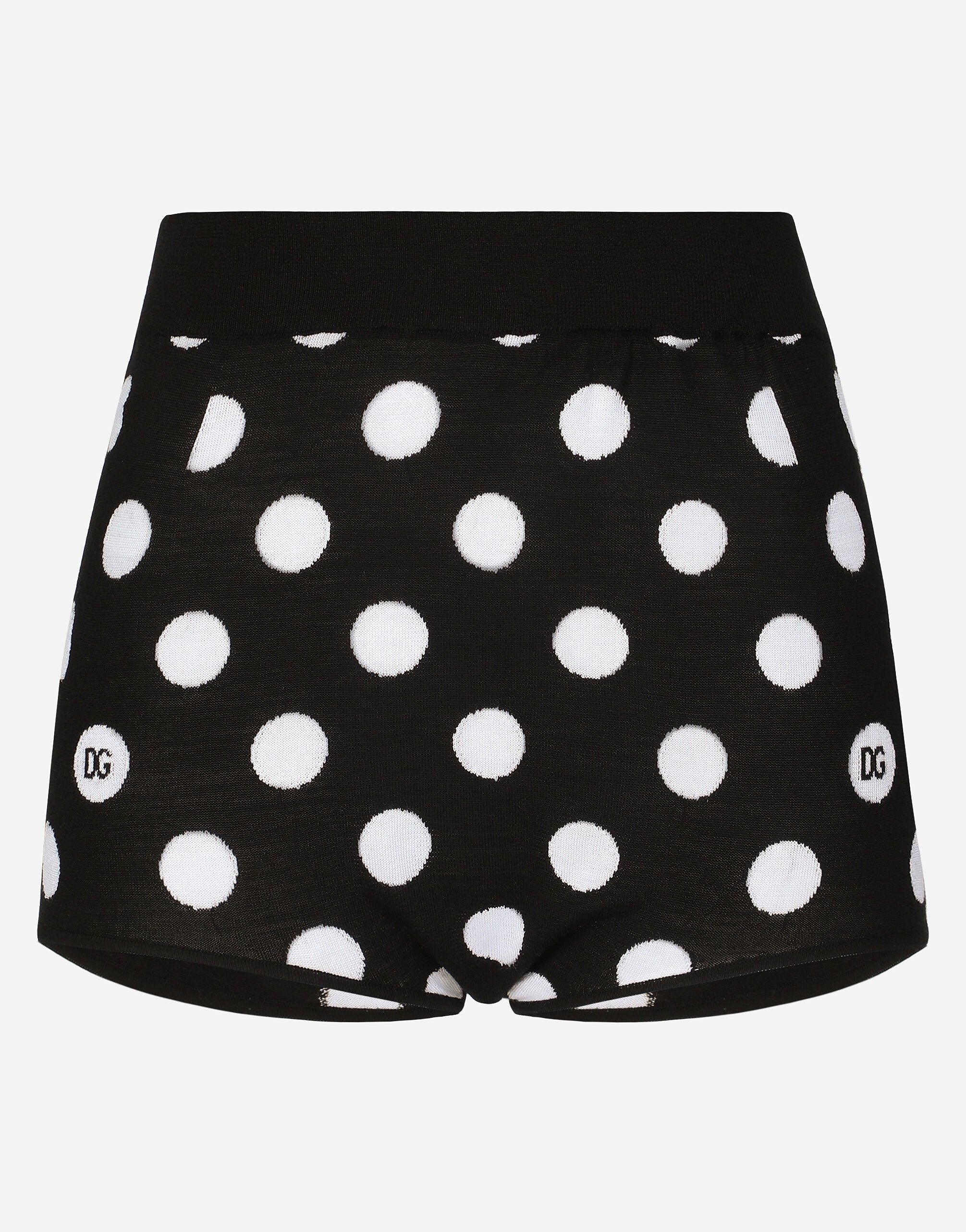 Dolce & Gabbana Wool and silk high-waisted panties with polka-dot inlay White FTC55TFJTBV