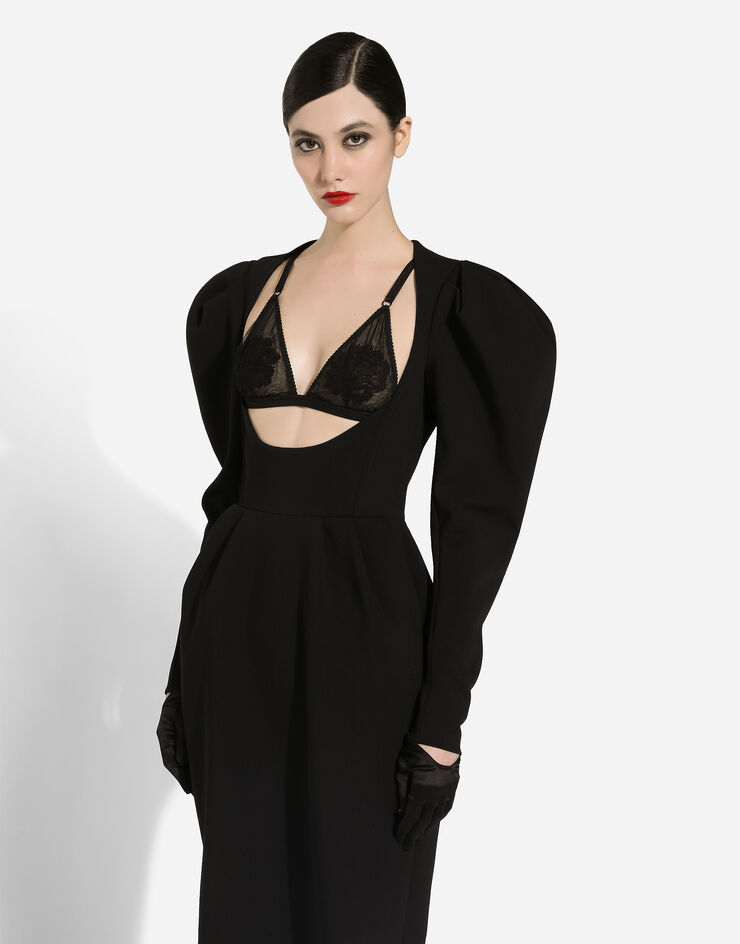 Dolce & Gabbana Robe mi-longue en laine avec encolure ouverte Noir F6JQVTFUZCT