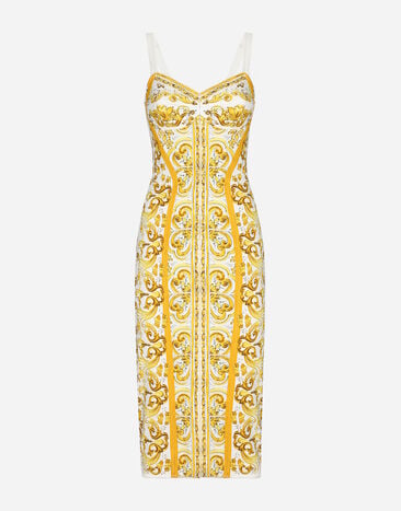 Dolce & Gabbana Платье-бюстье из шармеза с принтом майолики Отпечатки F6ADLTHH5A0