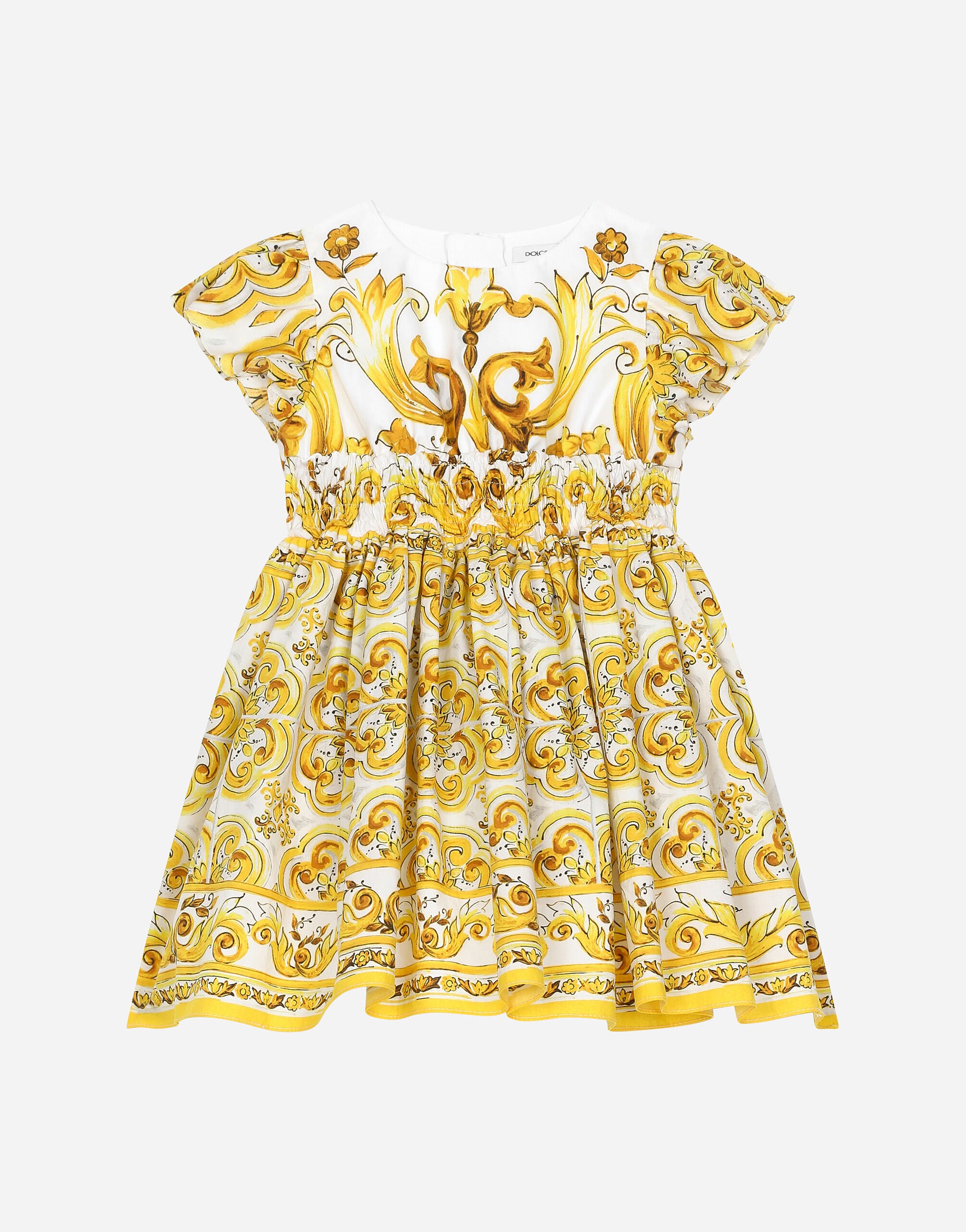 Dolce & Gabbana Poplin dress with yellow majolica print Rosa L2JD8IG7L5K