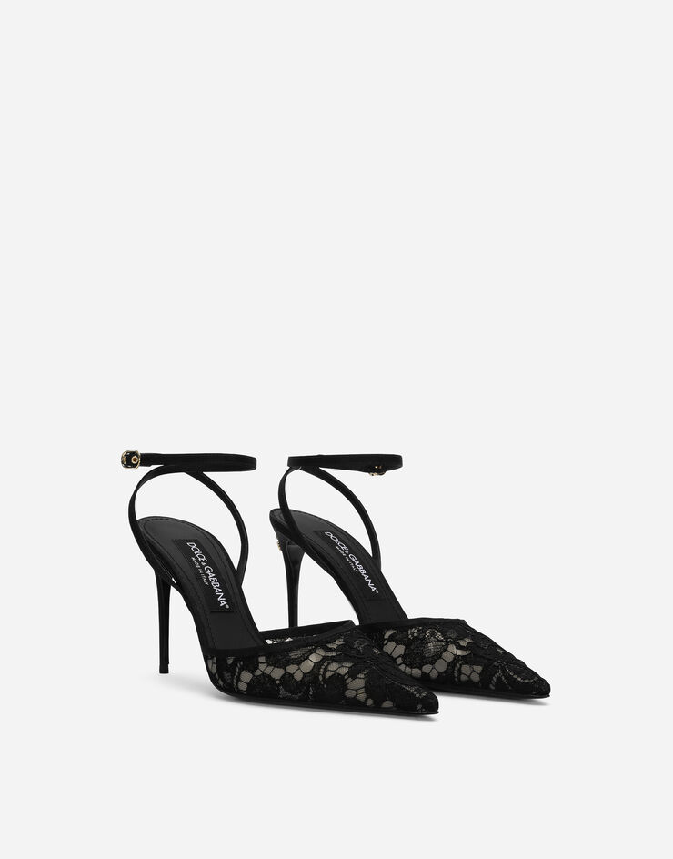 Lace slingbacks in Black for Women | Dolce&Gabbana®