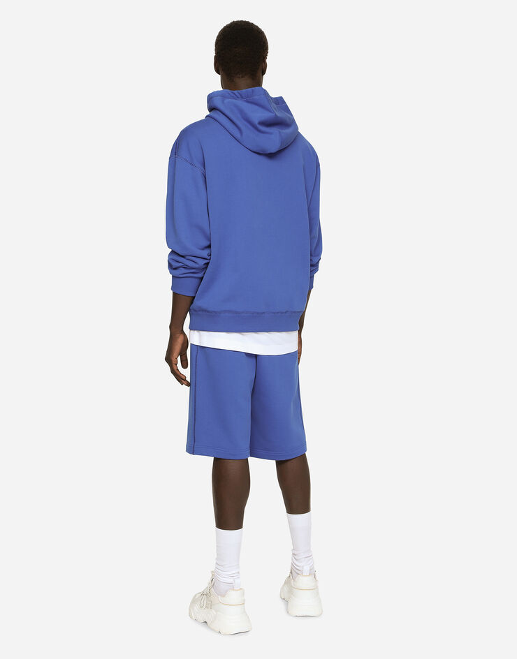 Dolce & Gabbana Jersey jogging shorts with logo tag Blue GVB7HTG7F2G
