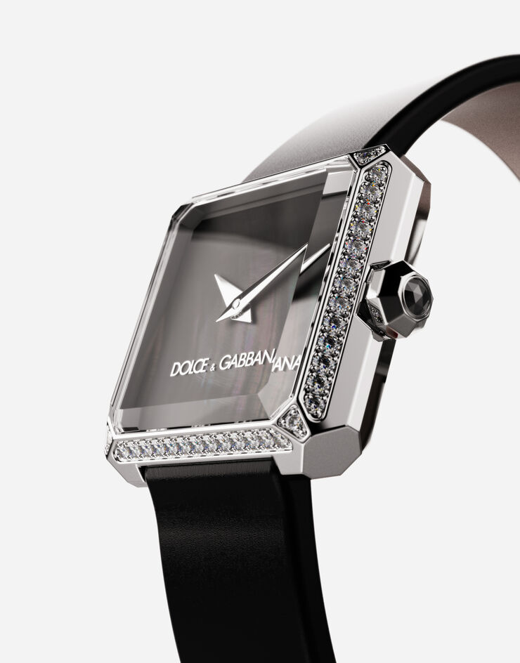 Dolce & Gabbana ساعة صوفيا فولاذ بماس عديم اللون أسود WWJC2SXCMDT