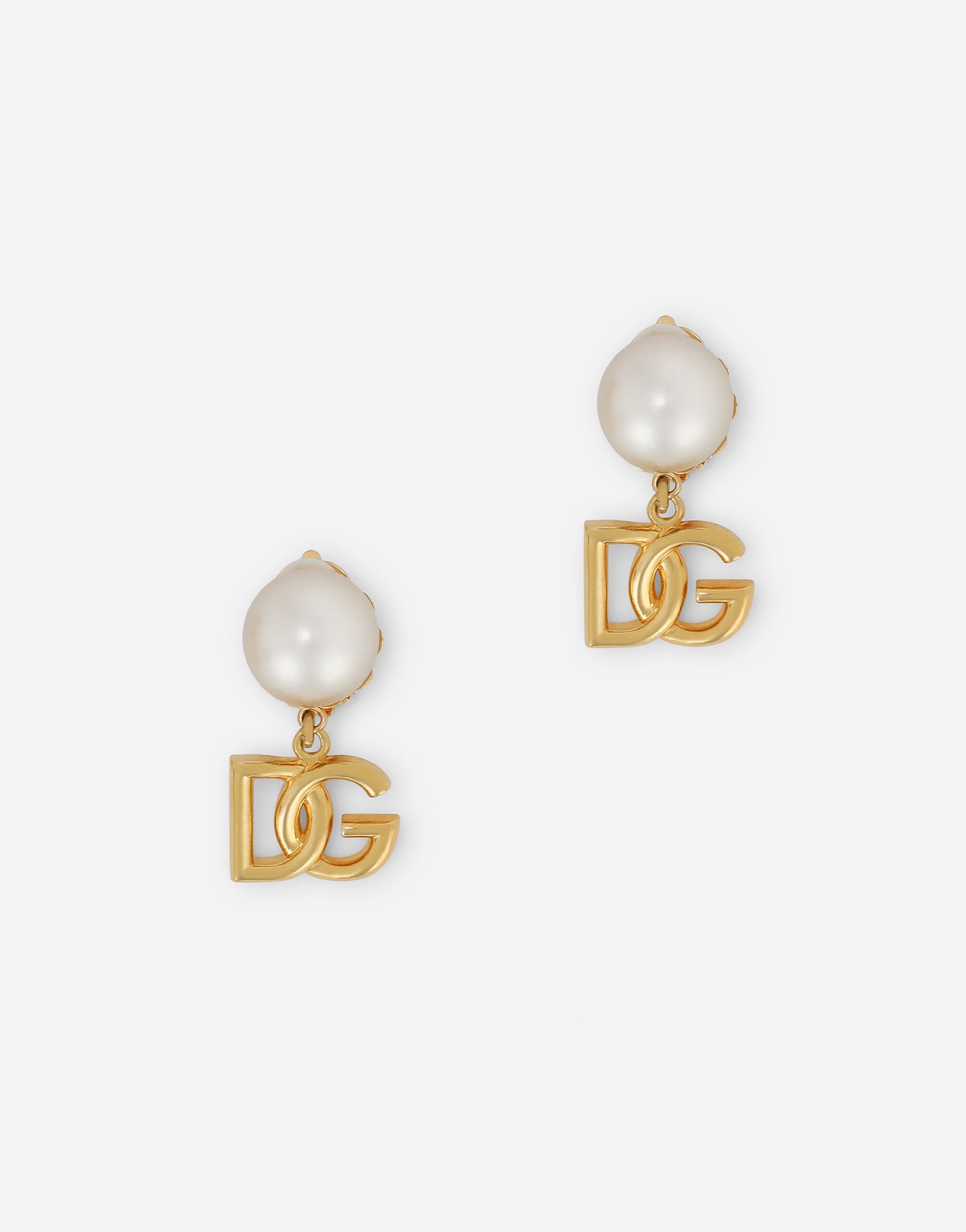 Dolce & Gabbana Boucles d’oreilles avec logo DG et perle Doré BB7287AY828