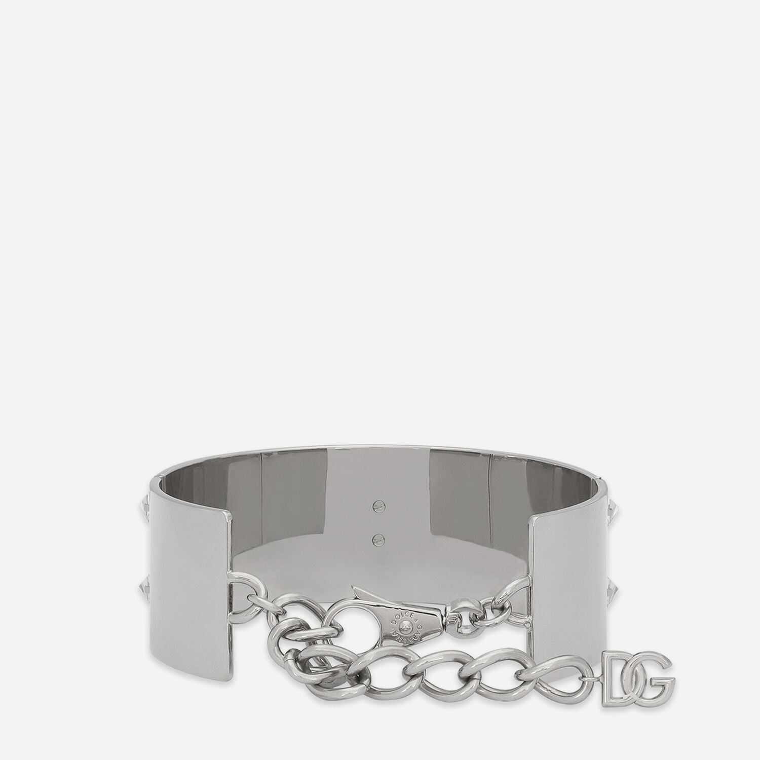 Leather and brass rigid choker for Dolce&Gabbana® US | in Silver