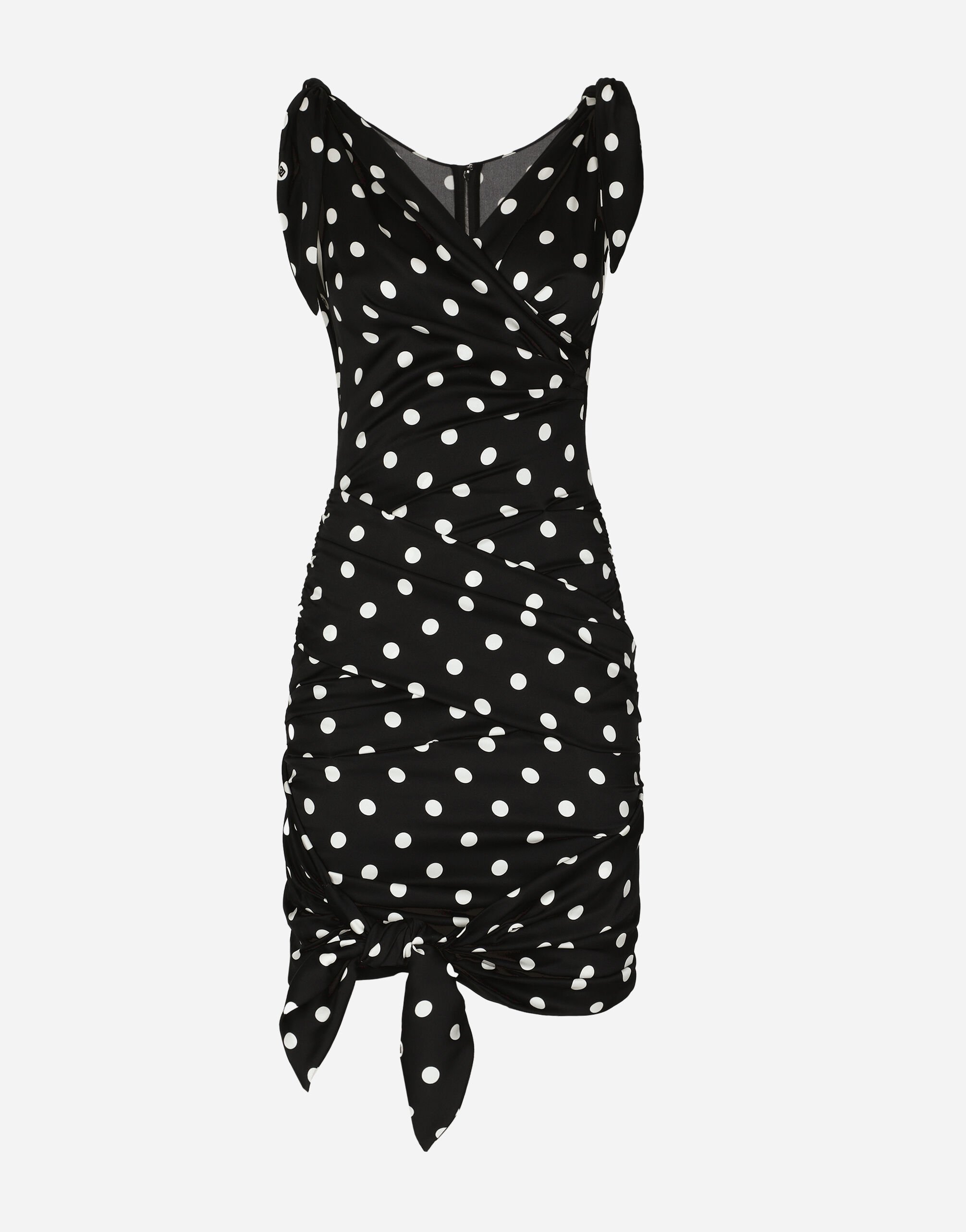 ${brand} Charmeuse midi dress with draping and polka-dot print ${colorDescription} ${masterID}