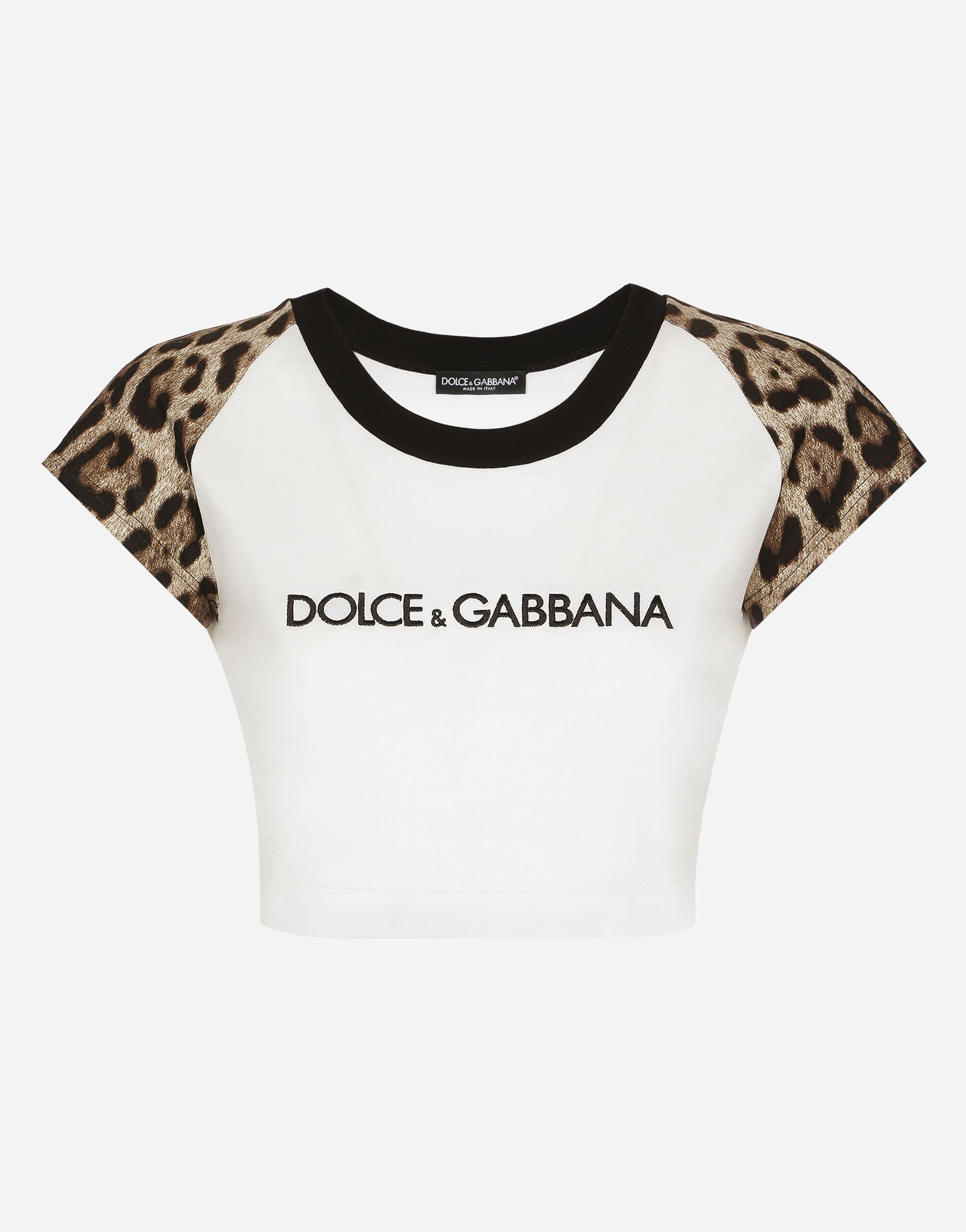 Dolce & Gabbana Short-sleeved T-shirt with Dolce&Gabbana logo Animal Print BB7116AM568