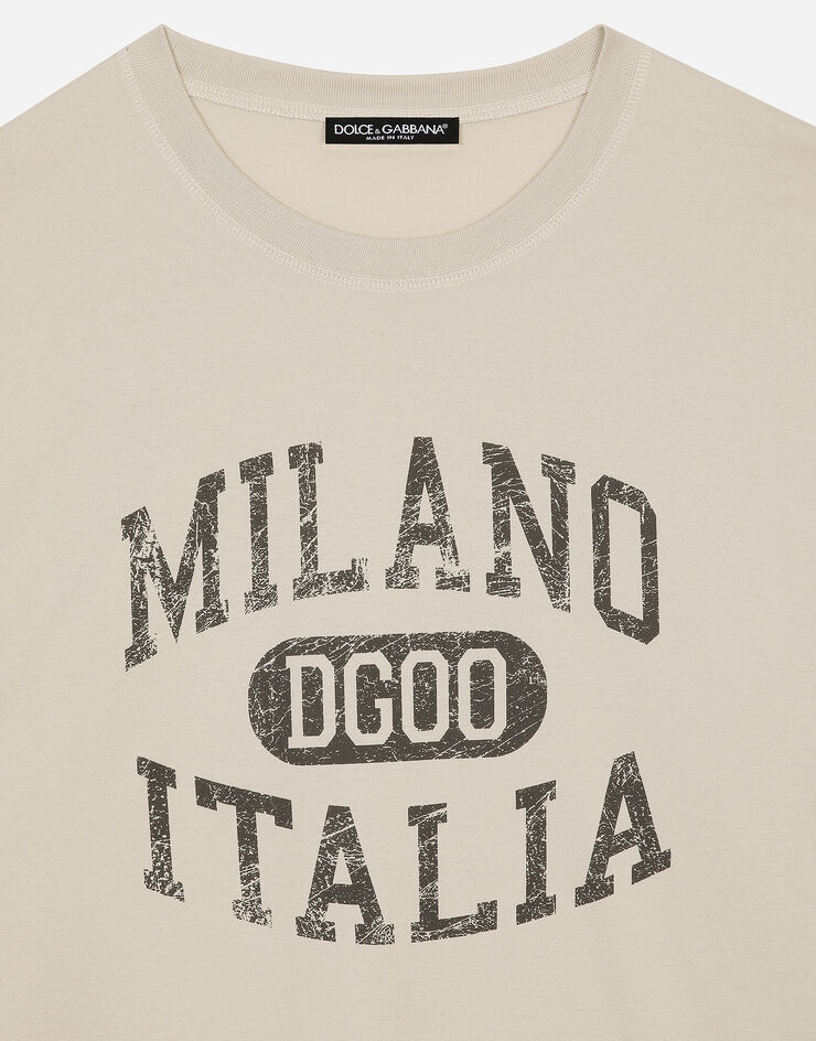 Dolce & Gabbana T-shirt en coton à imprimé logo DG Beige G8PN9TG7NPV