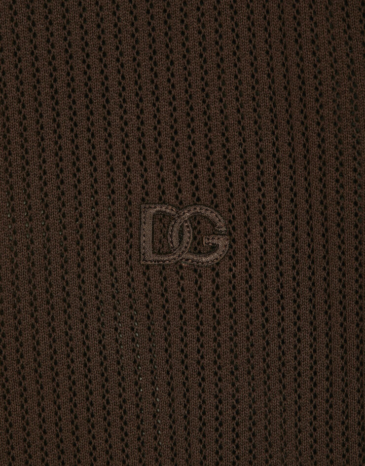 Dolce & Gabbana Maglia girocollo in cotone con logo DG Marrone GXX03ZJBCDS