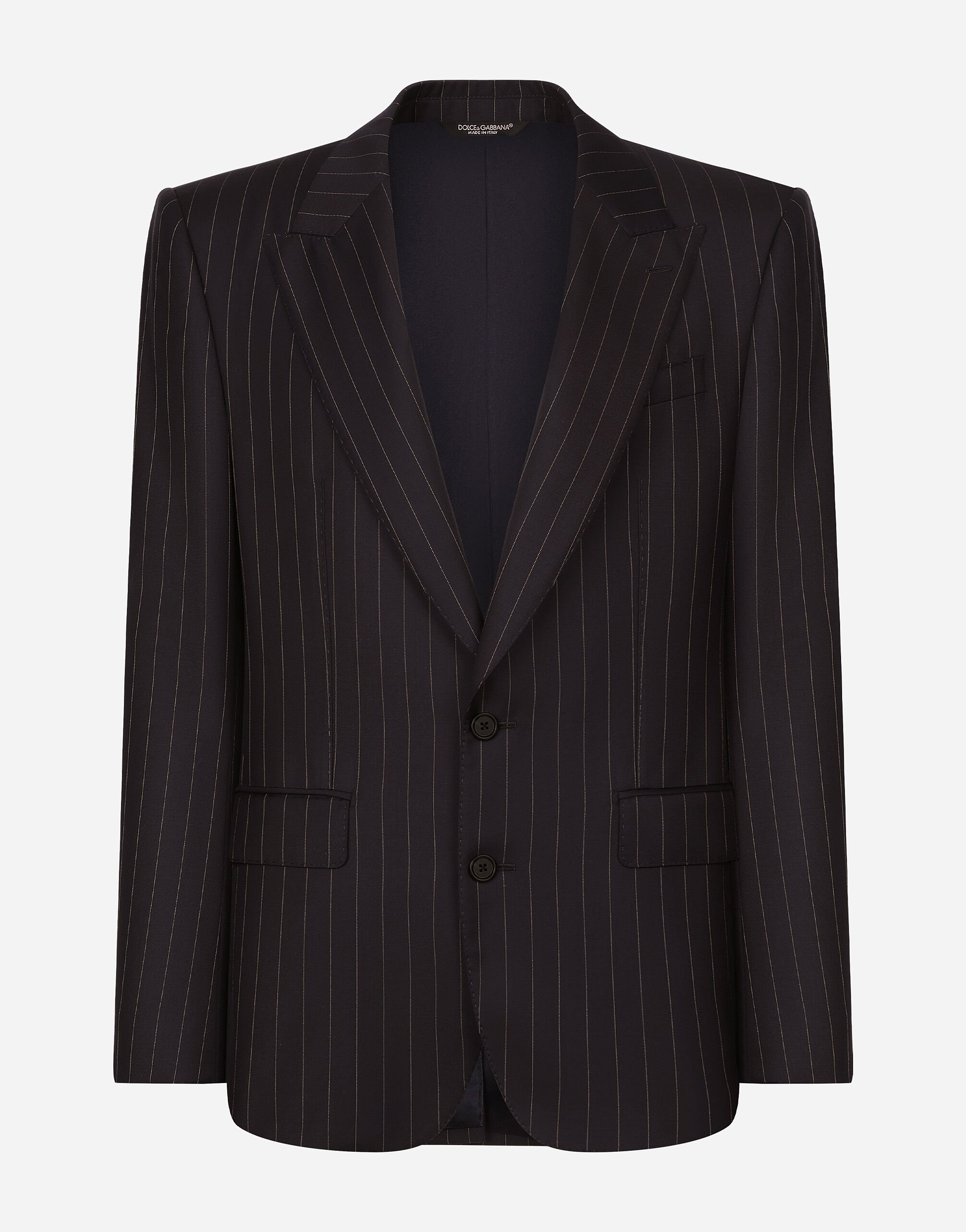 Dolce & Gabbana 细条纹羊毛单排扣 Sicilia 夹克 黑 G2RQ2TGF815