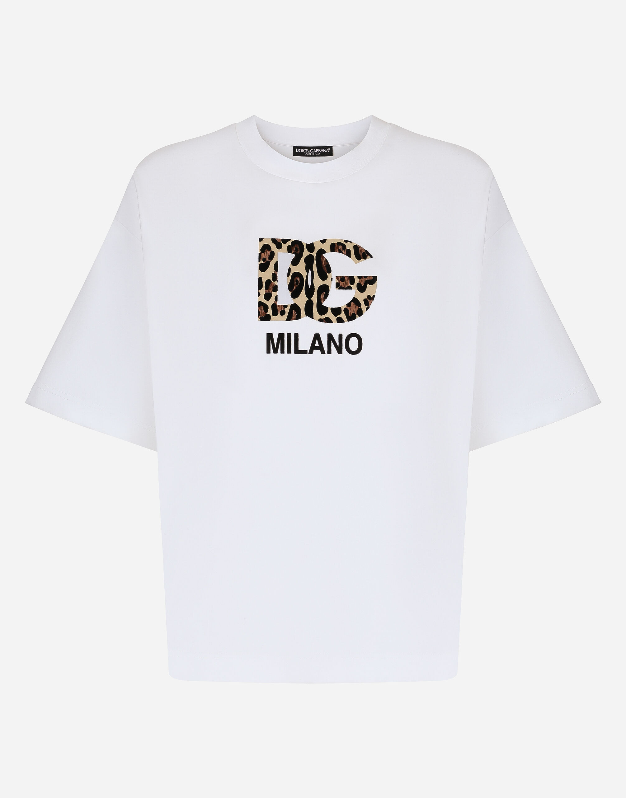 Dolce & Gabbana T-Shirt mit beflocktem DG-Logo Schwarz VG443FVP187