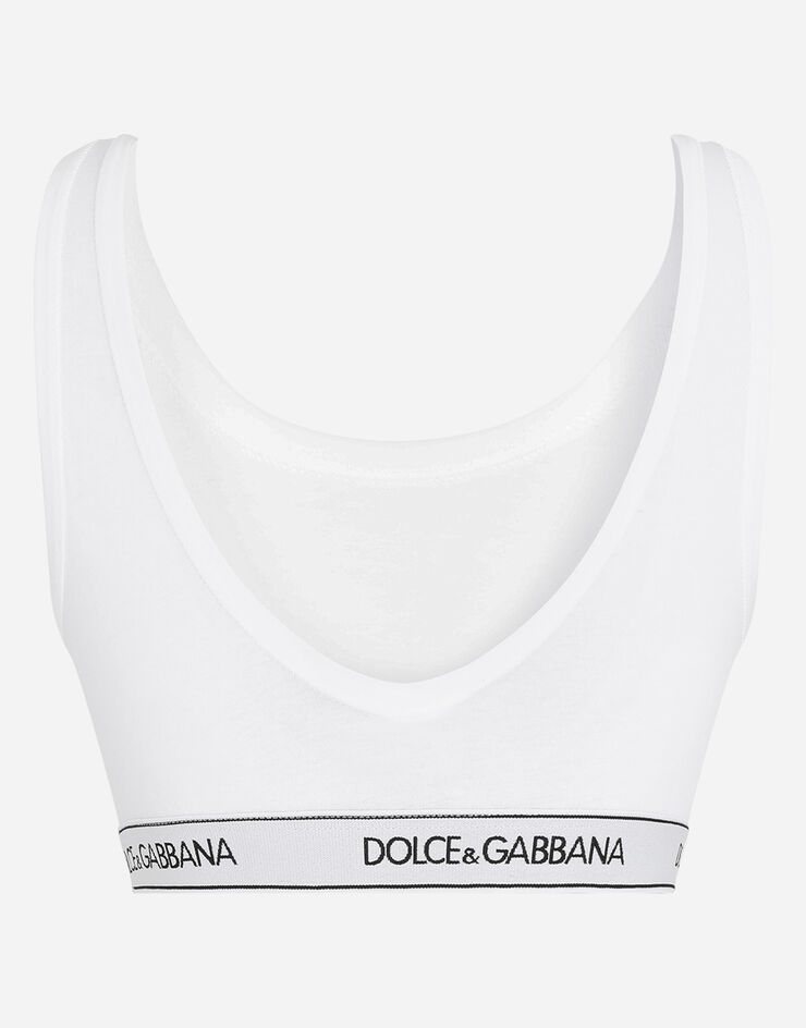 Dolce & Gabbana ブラレット ワイドショルダーストラップ ジャージー ロゴエラスティック ホワイト O1B30TFUEEY