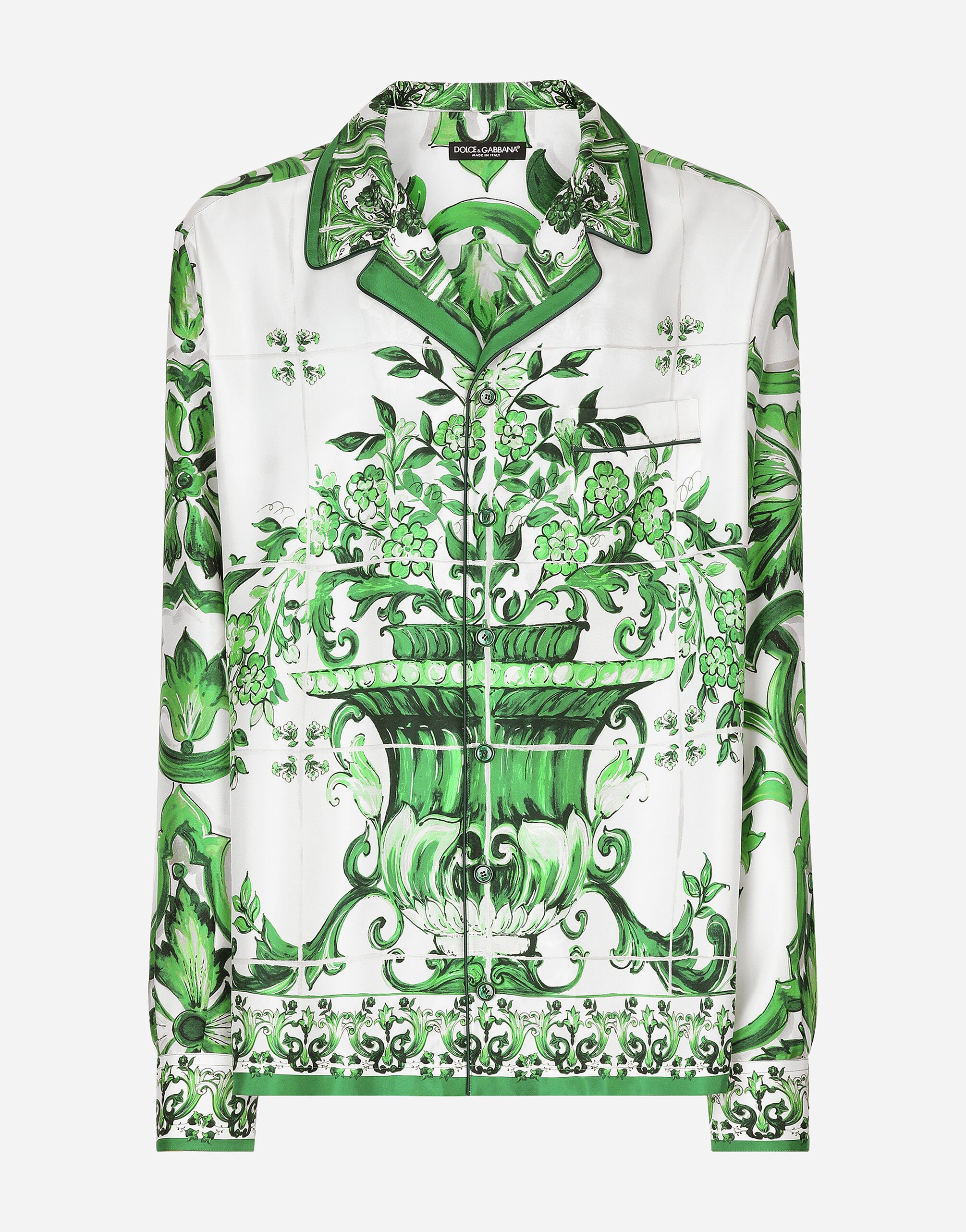 Dolce & Gabbana Silk twill shirt with majolica print Print G031TTHI1SV