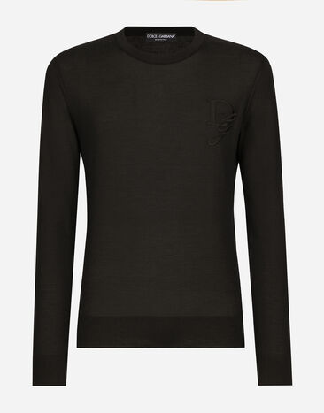 ${brand} Cashmere round-neck sweater with DG embroidery ${colorDescription} ${masterID}