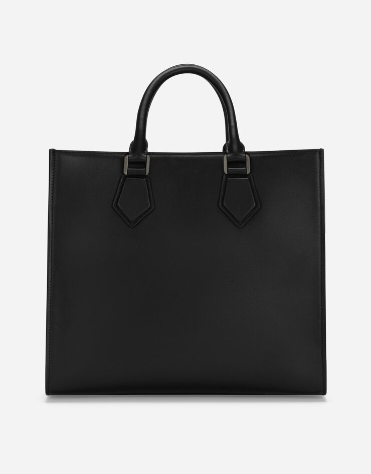 Dolce&Gabbana Bolso shopper pequeño en piel de becerro con logotipo Negro BM2272AS738