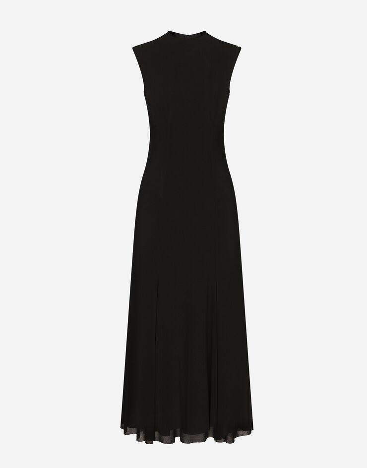 Dolce & Gabbana Vestido longuette en punto de viscosa ligero Negro F6DCFTHU7JI