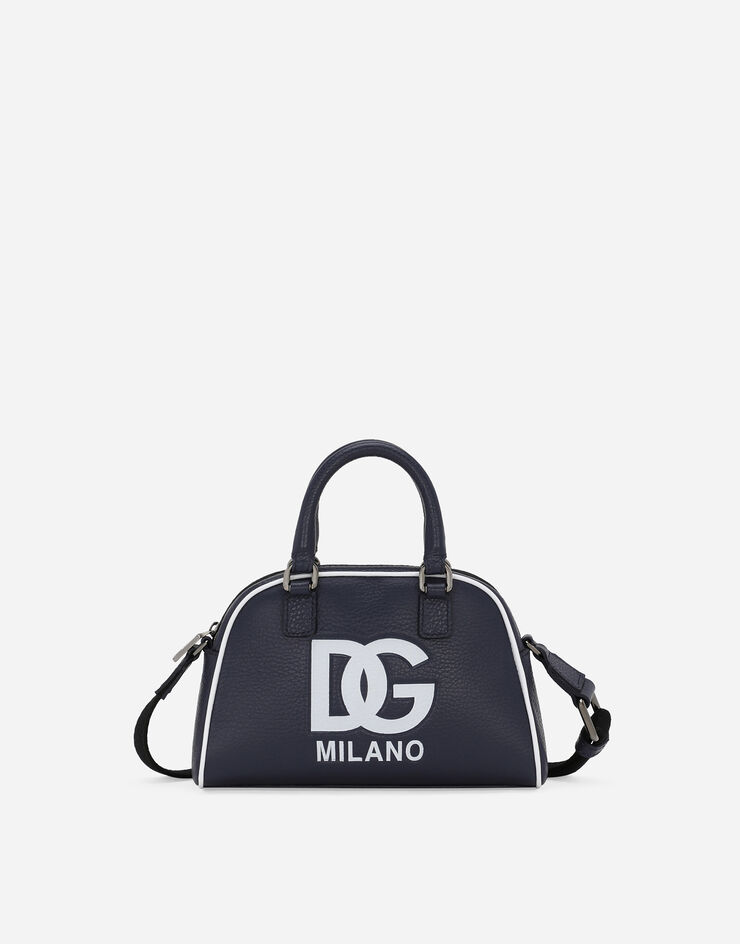 Dolce & Gabbana Sac bowling en cuir de veau foulonné avec logo DG Bleu EB0250AI218