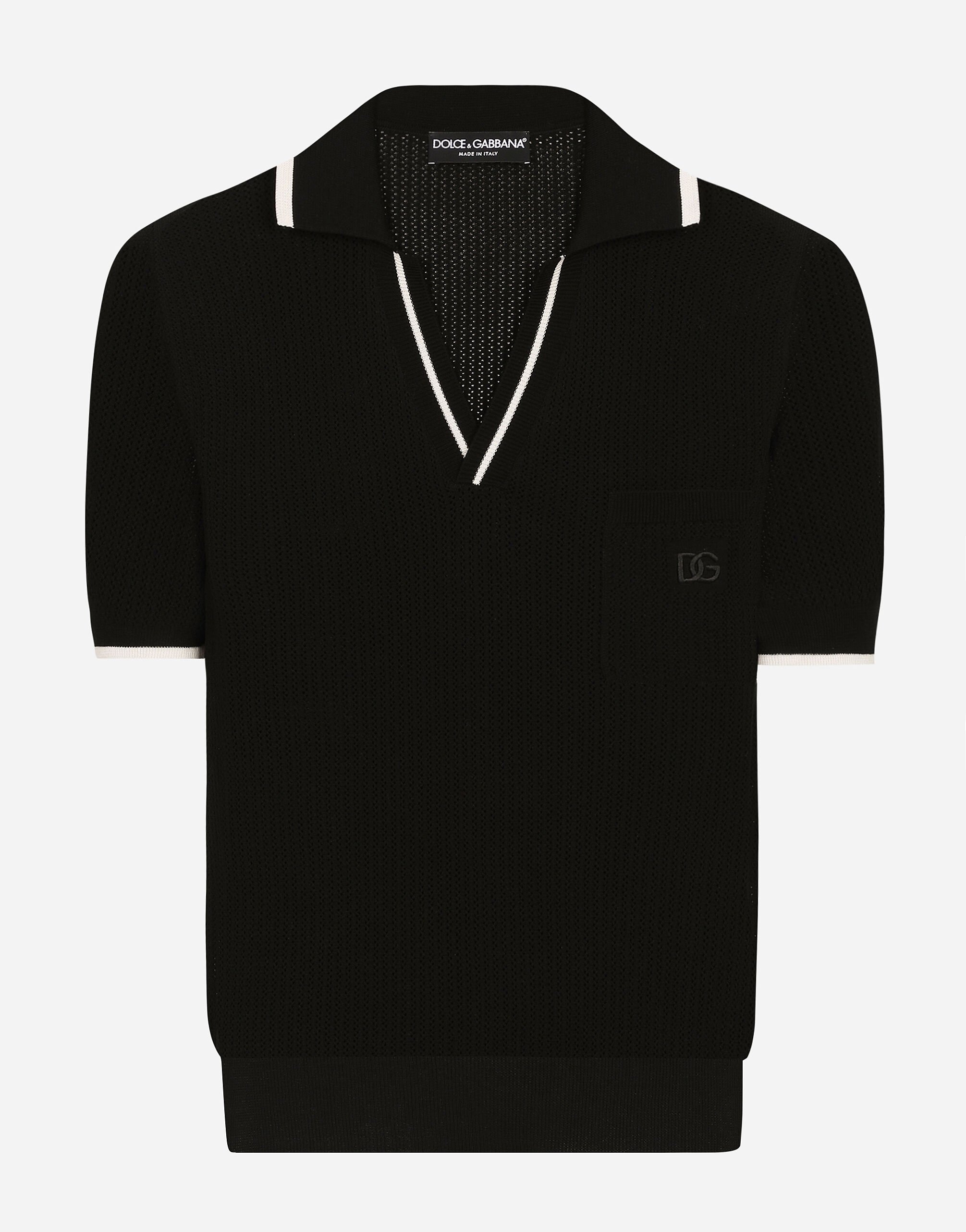 Dolce & Gabbana Cotton polo-shirt with DG embroidery Black BP3309A8034