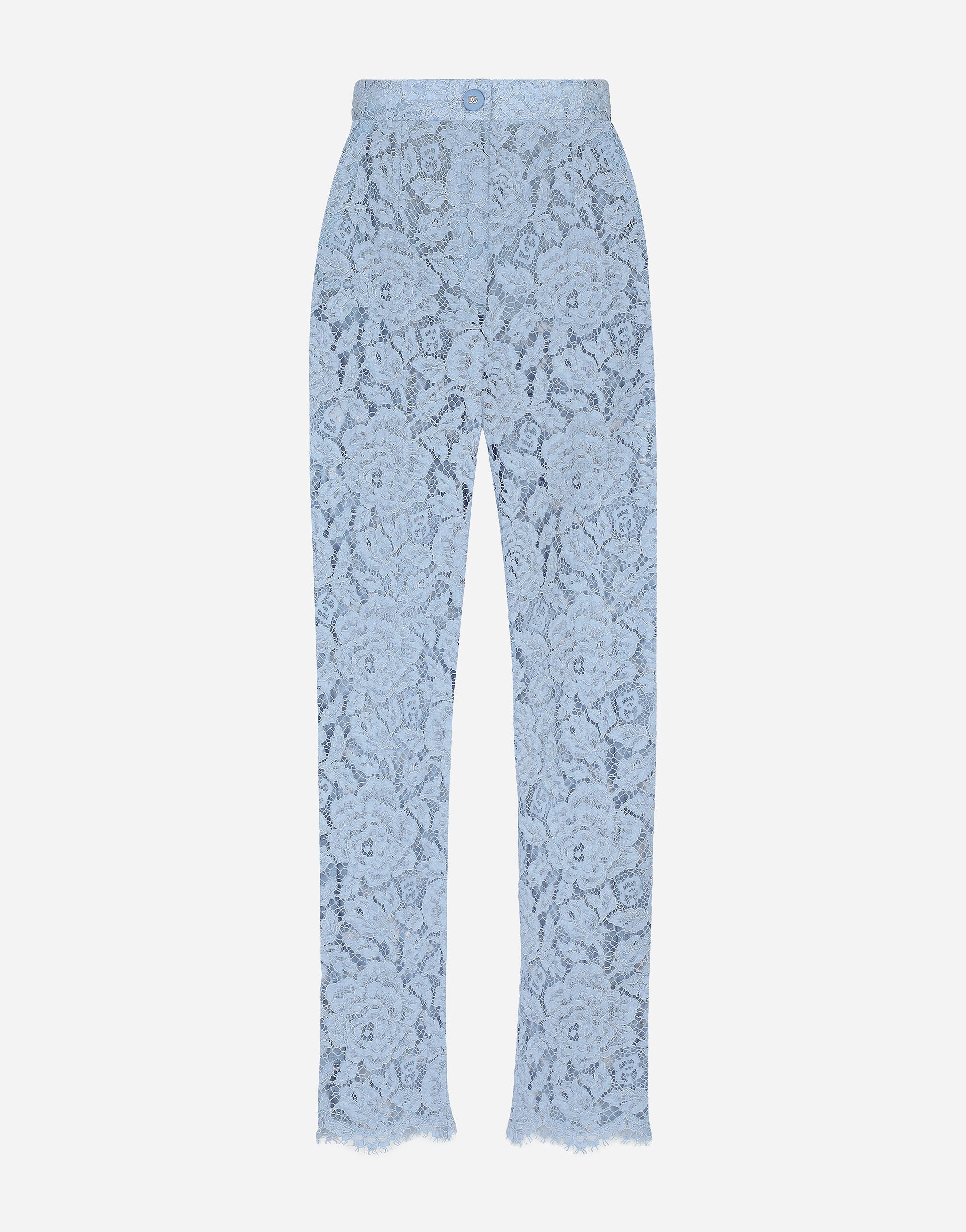 ${brand} Pantalón sastre de encaje cordonetto floral con logotipo DG ${colorDescription} ${masterID}