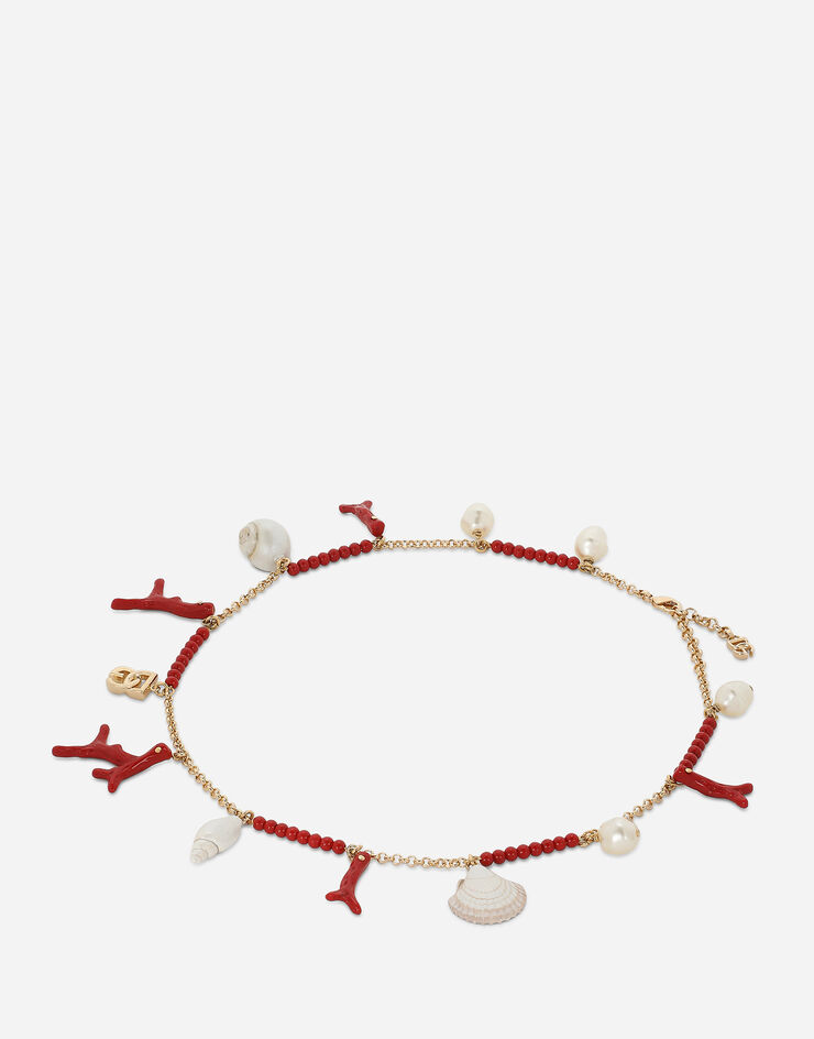 Dolce & Gabbana 珊瑚、贝壳坠饰与 DG 徽标项链 金 WNQ6C4W1111