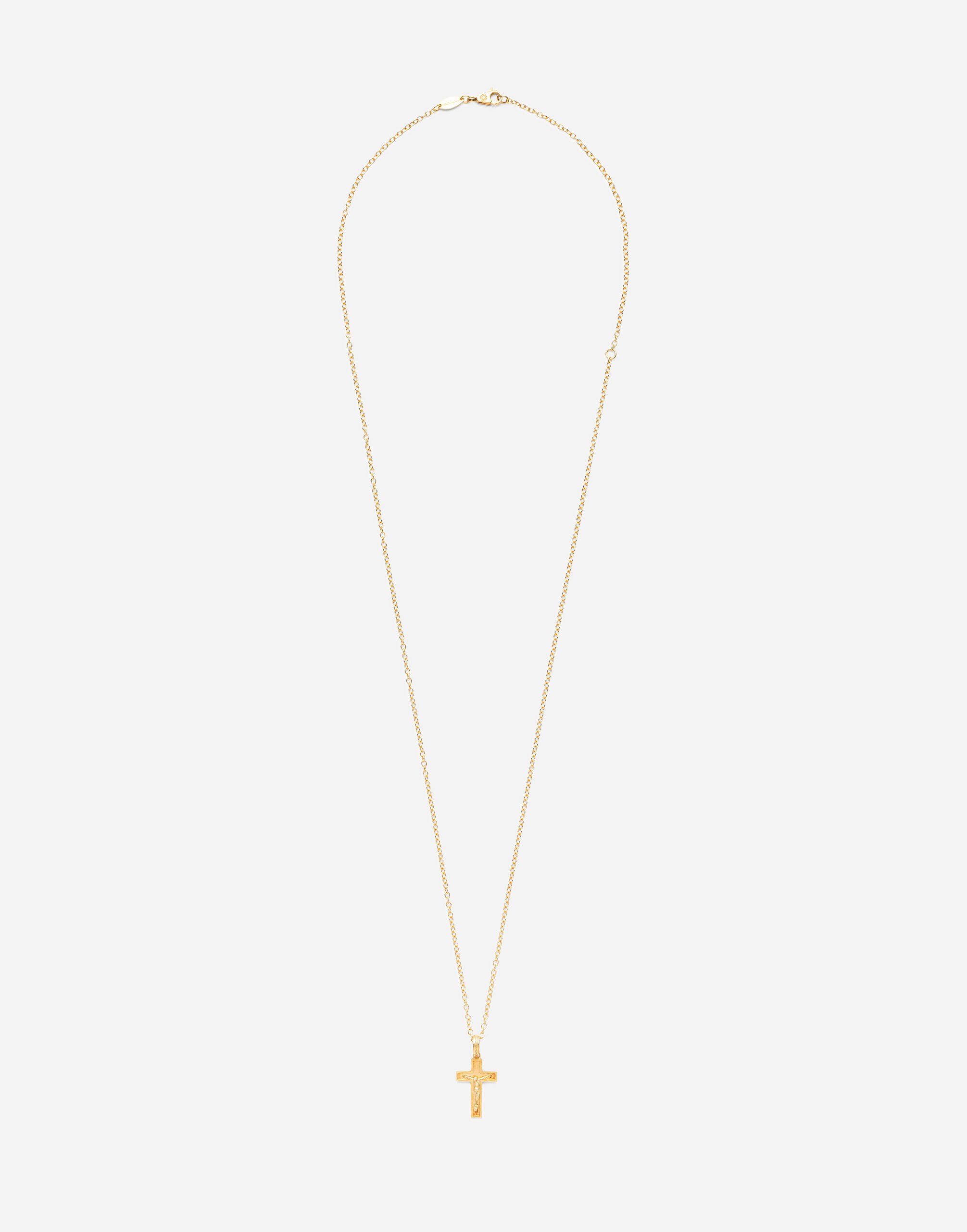 ${brand} Cross pendant on yellow gold chain ${colorDescription} ${masterID}