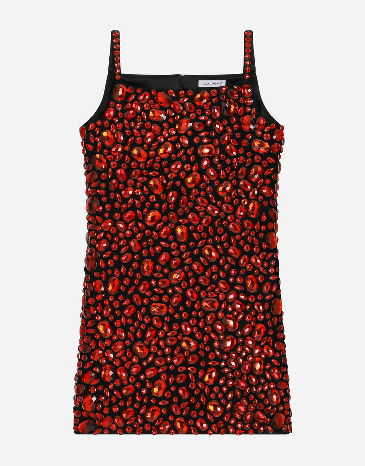 Dolce&Gabbana Sleeveless dress with fusible rhinestones Multicolor L5JD7XG7K5M