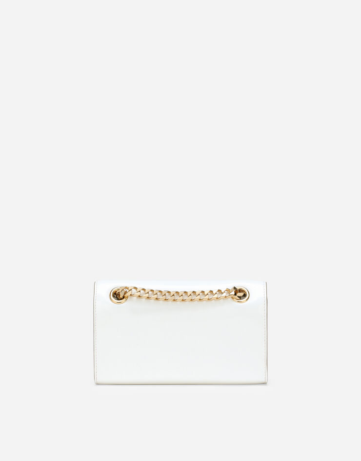 Dolce & Gabbana حقيبة هاتف 3.5 من جلد عجل مصقول أبيض BI3152A1037