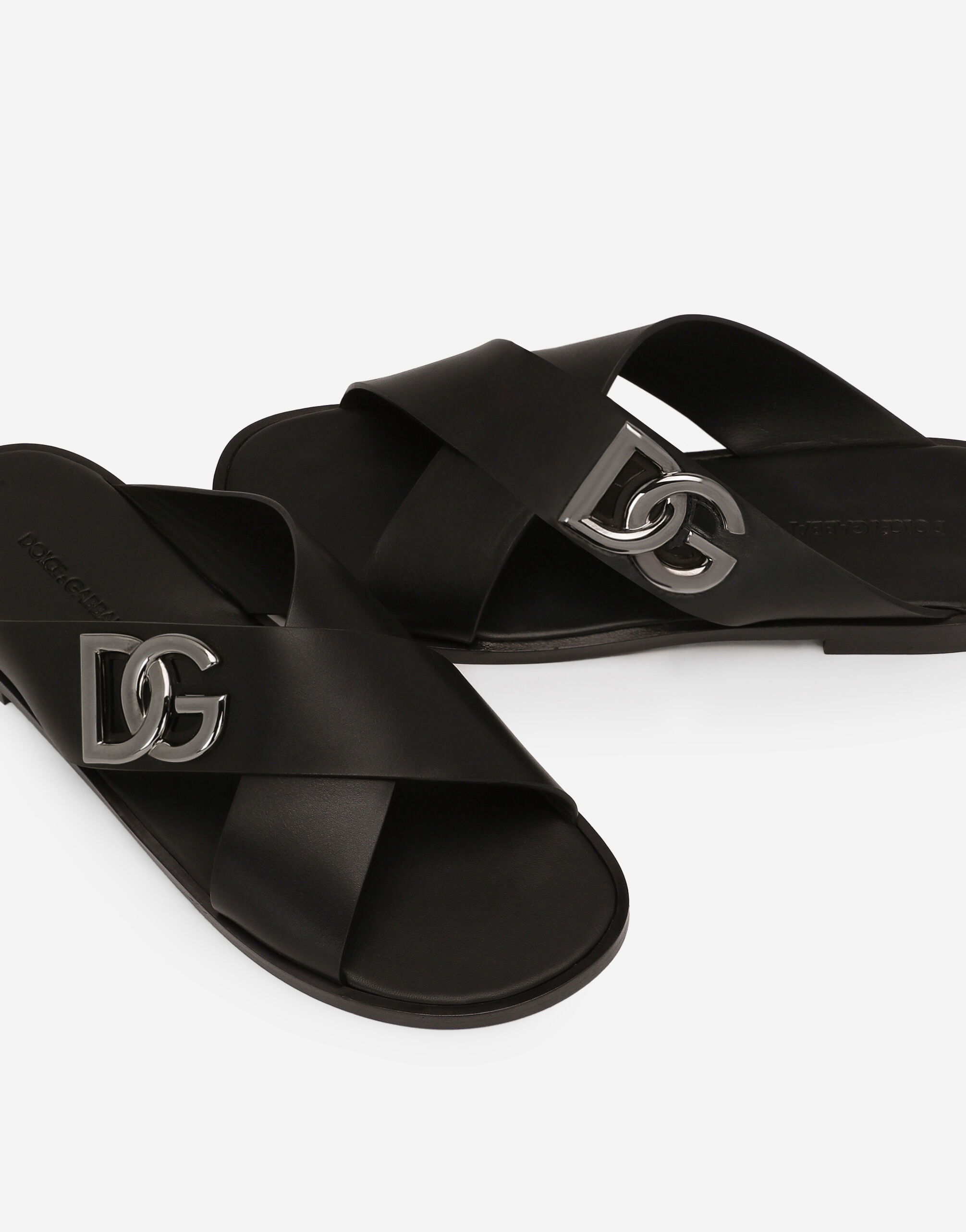 Calfskin sandals in Black for | Dolce&Gabbana® US