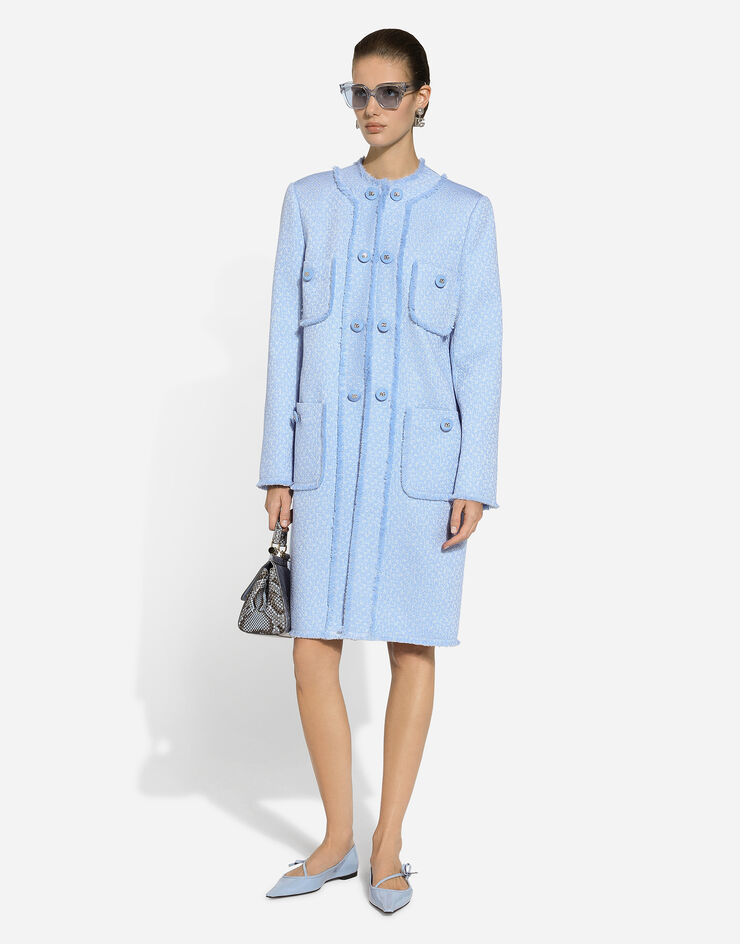 Dolce & Gabbana Single-breasted raschel tweed coat Azure F0C3UTHUMUA