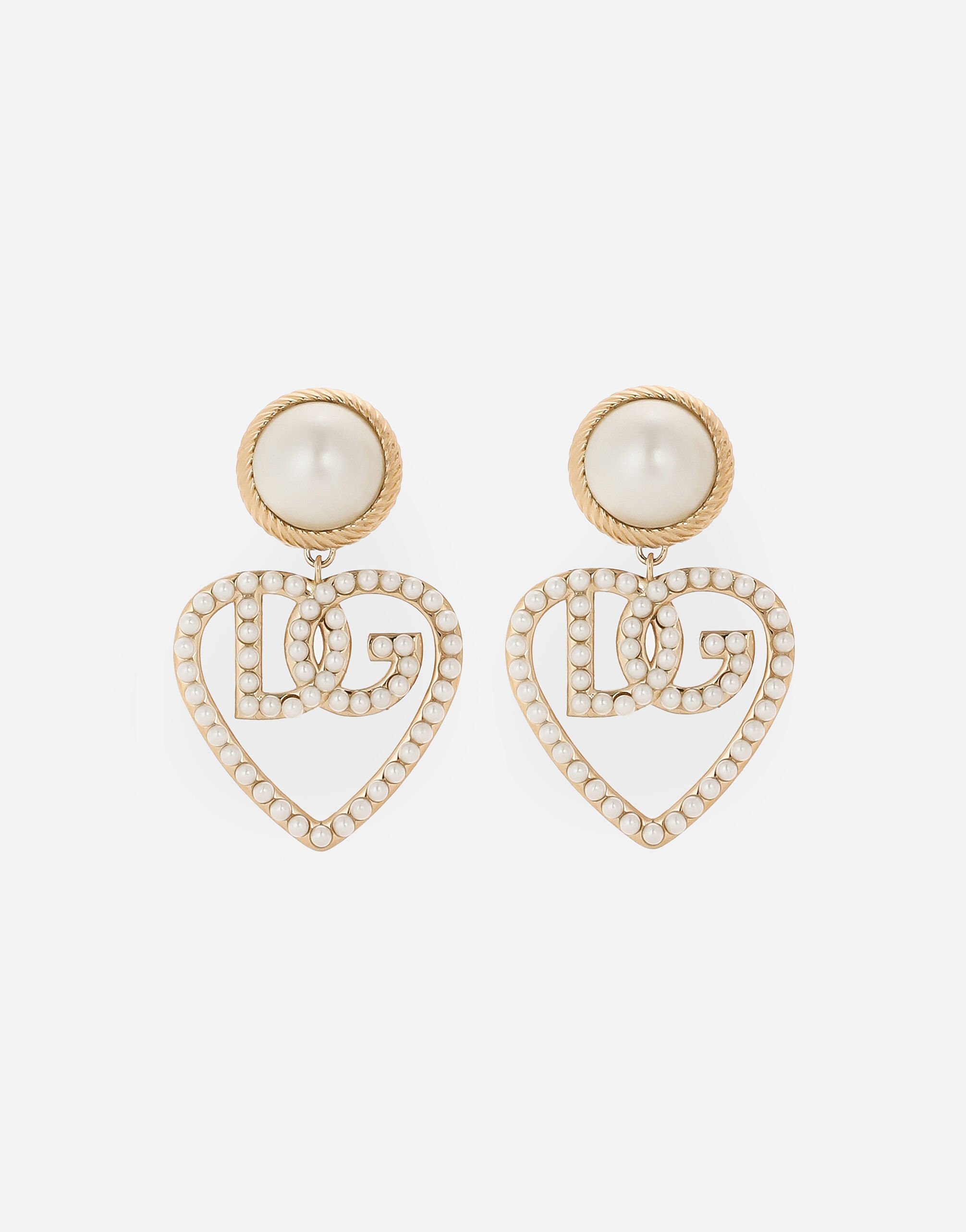 ${brand} Drop earrings with cabochon details and DG logo heart ${colorDescription} ${masterID}