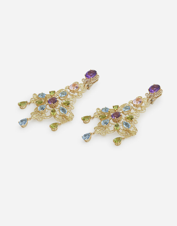 Dolce & Gabbana Pizzo earrings in yellow gold filigree with amethysts, aquamarines, peridots and morganites  金色 WEFP6GWMIX5