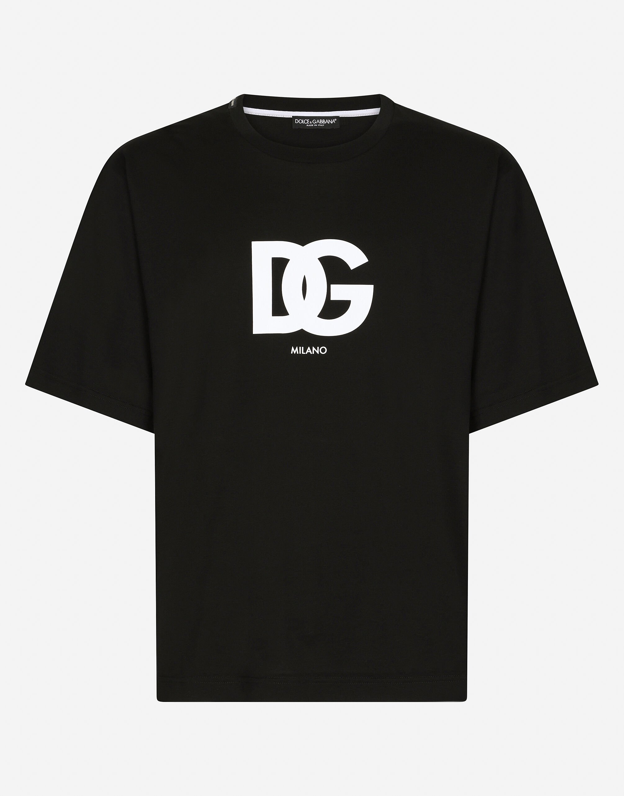 Dolce & Gabbana Cotton T-shirt with DG logo print Black G8PN9TG7M1C