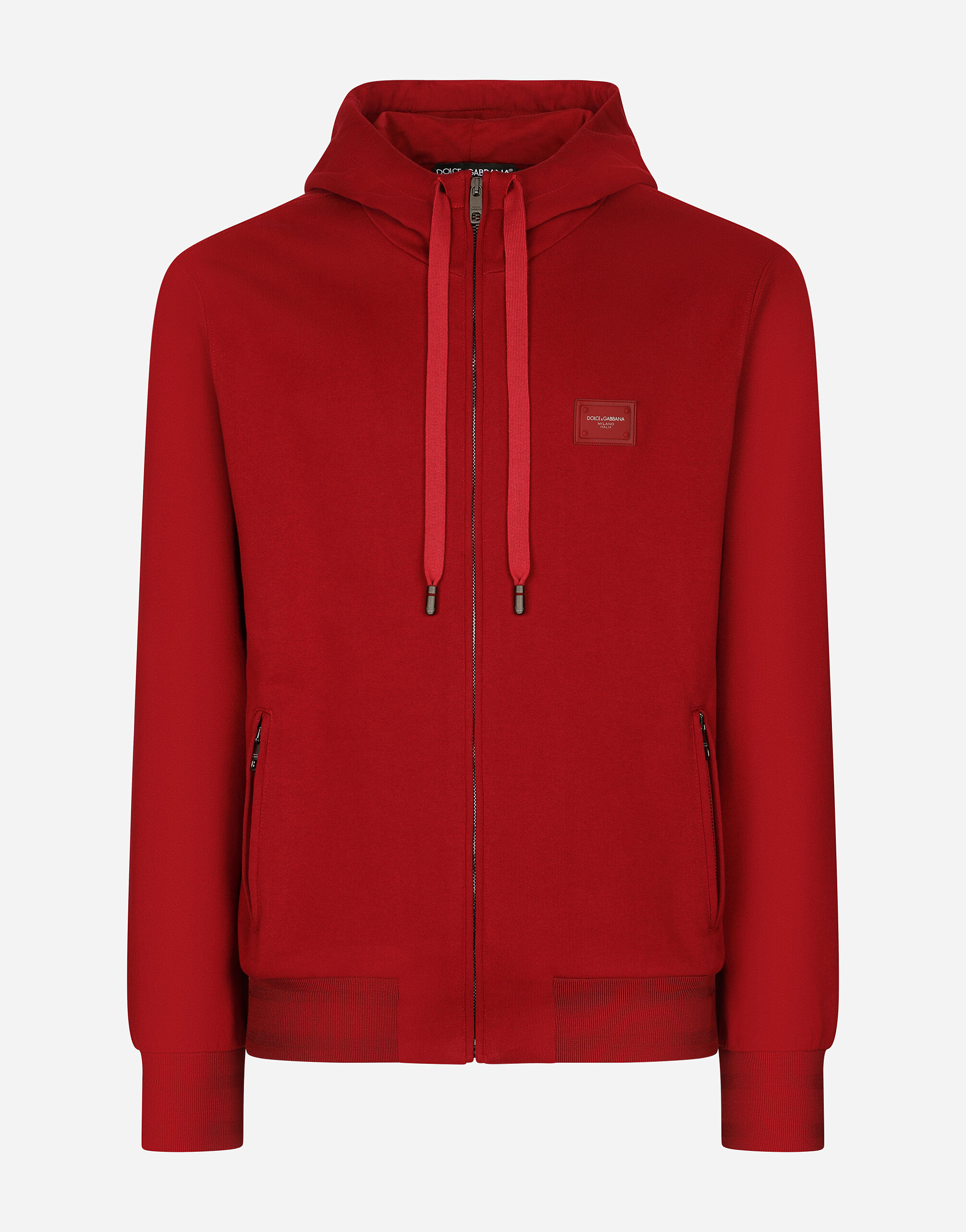 Zip-up hoodie in RED for | Dolce&Gabbana® US