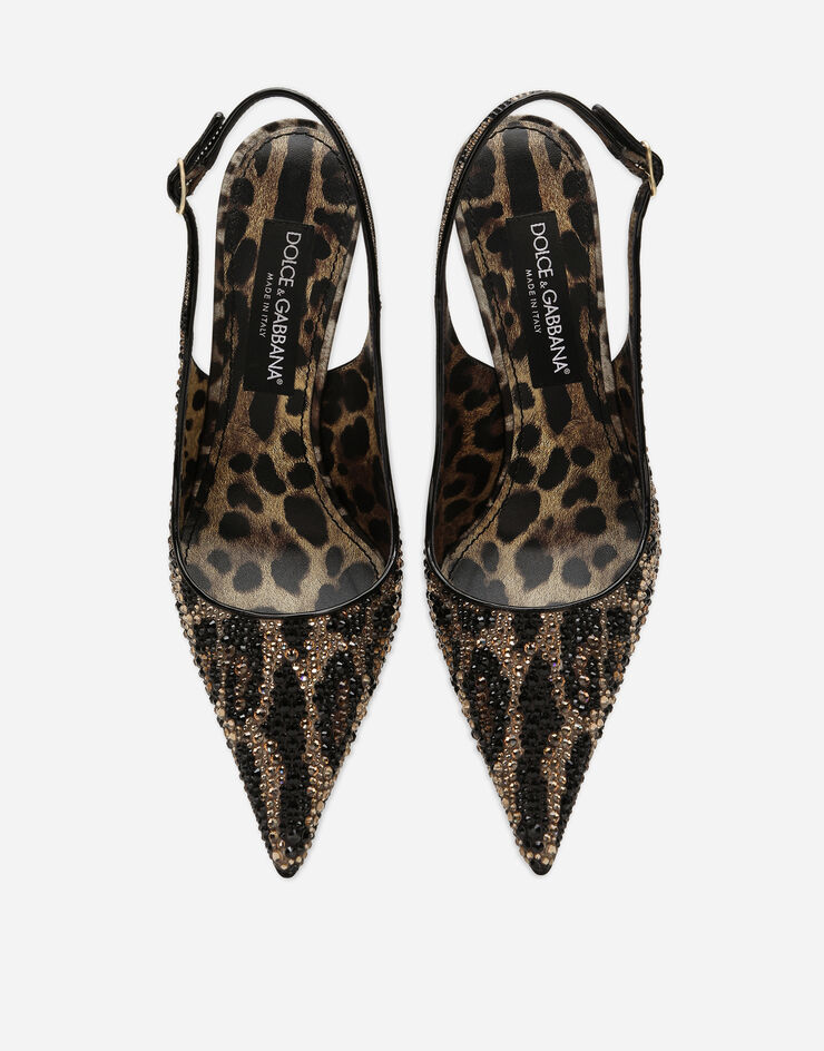 Dolce&Gabbana Zapato destalonado de raso y strass termoadhesivos Estampado Animalier CG0666AO192