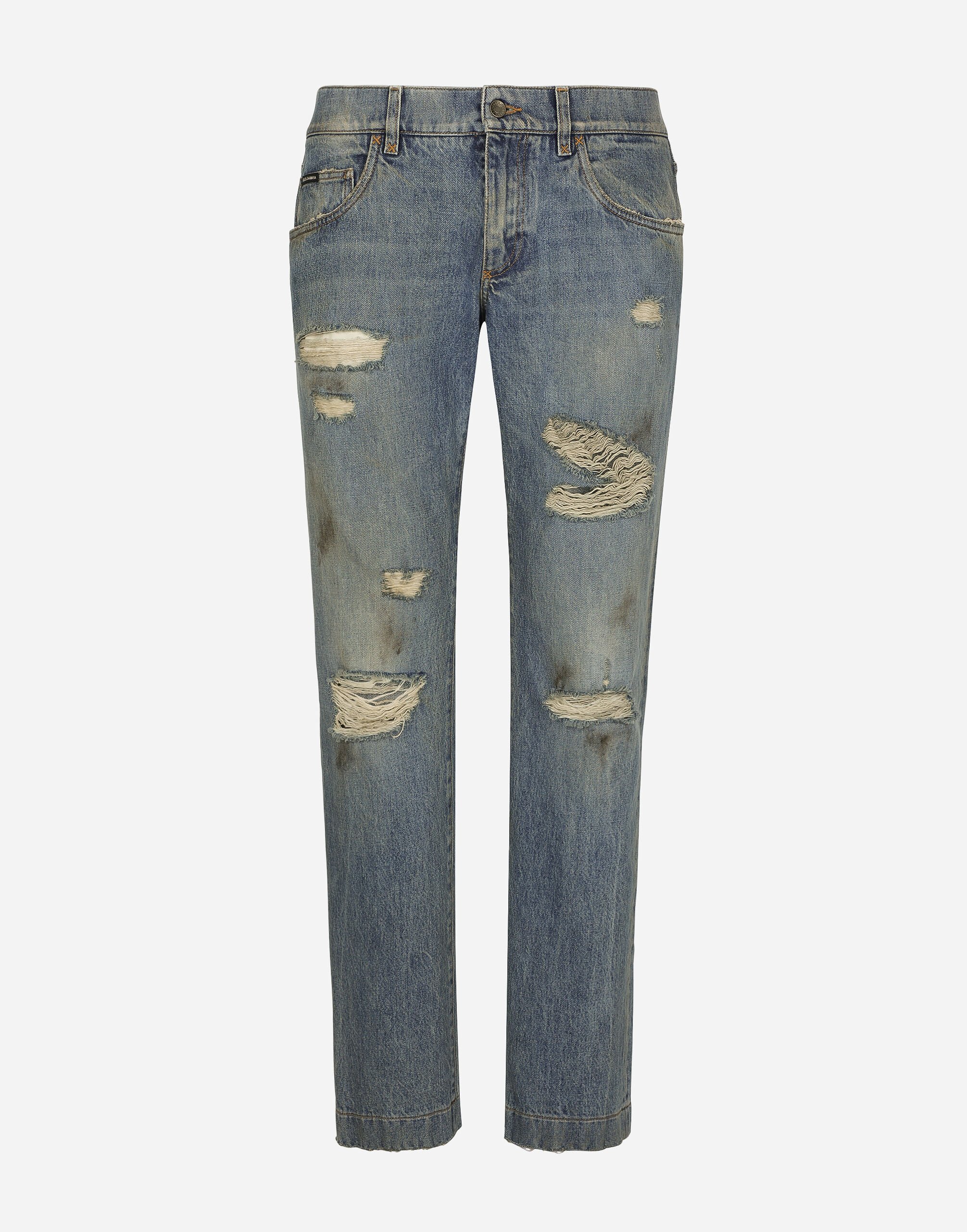 ${brand} Washed denim jeans with rips ${colorDescription} ${masterID}