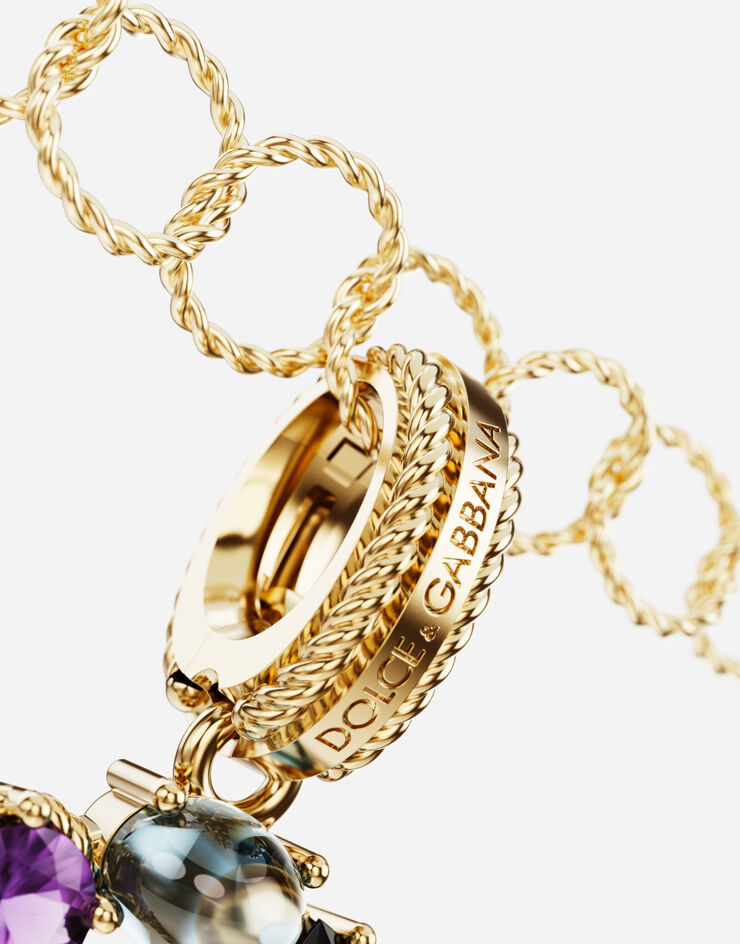 Dolce & Gabbana دلاية قوس قزح من الذهب الأصفر عيار 18 قيراط بأحجار كريمة متعددة الألوان تمثل الرقم 0 ذهب أصفر WAPR1GWMIX0