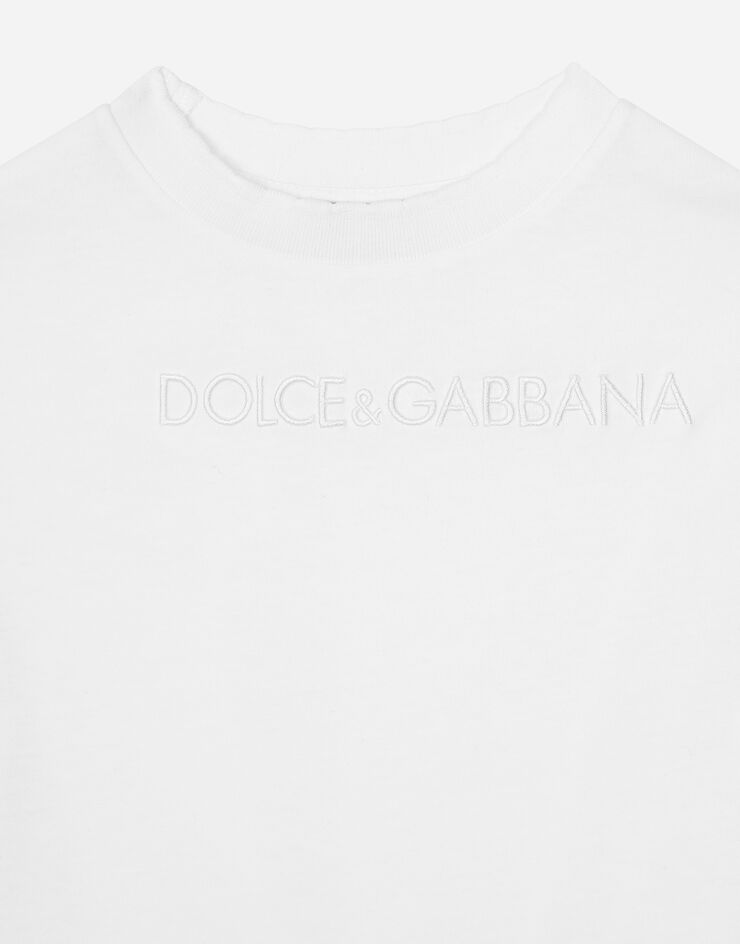 Dolce & Gabbana T-shirt in jersey con logo Dolce&Gabbana Bianco L5JTNJG7NXR