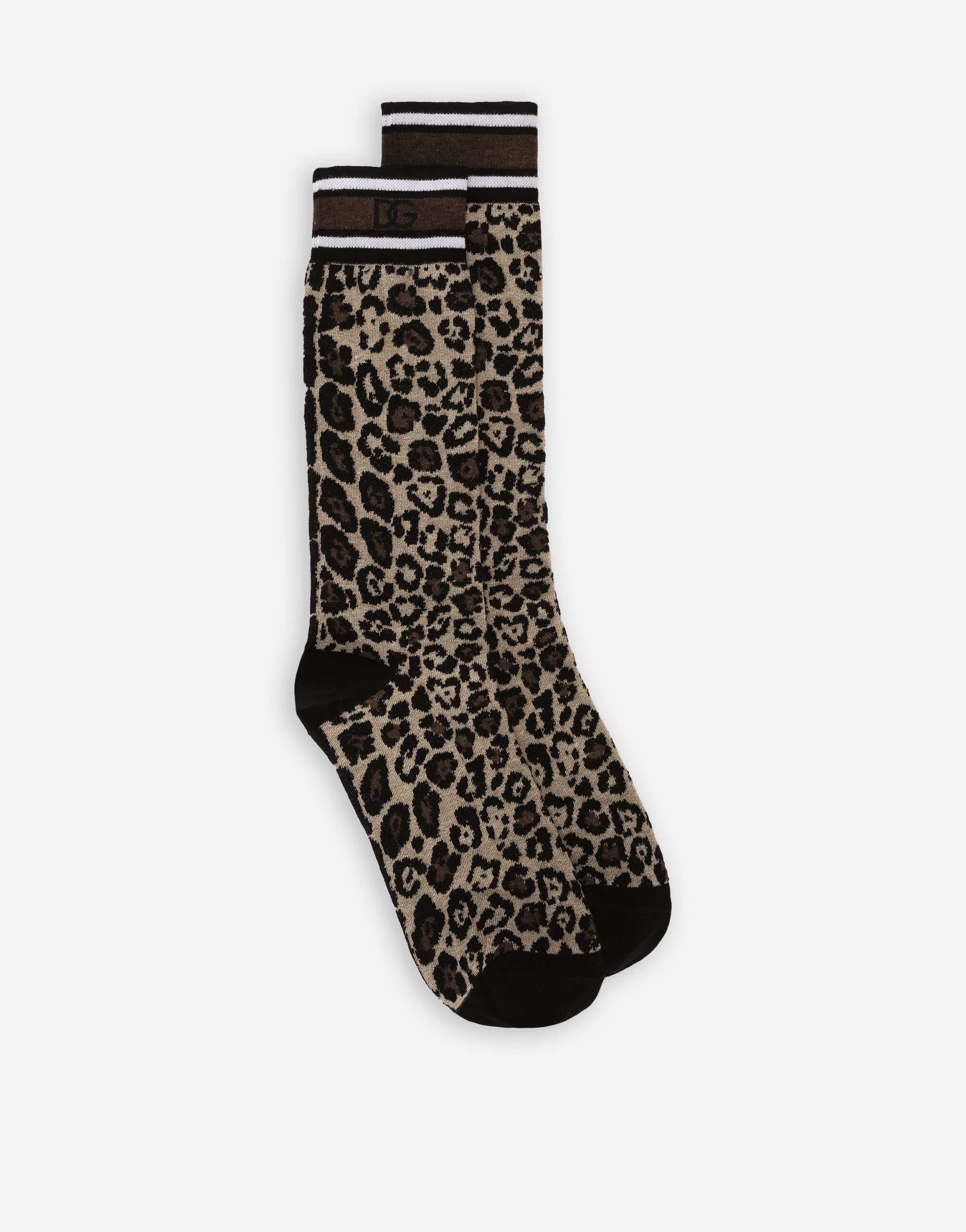 Dolce & Gabbana Calcetines de algodón jacquard leopardo Estampado O4A75TONP23